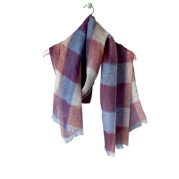Kaleidos Accessories - Kaleidos Moda Plaid Linen Scarf/Wrap